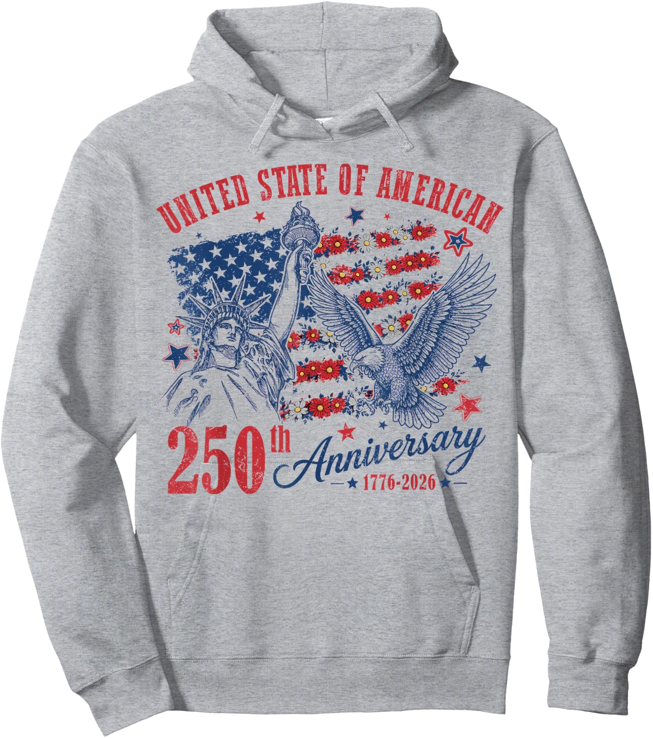 250 Years American 1776 2026 250th Women Kids 4th of July Hoodie - Hoodie | Ash