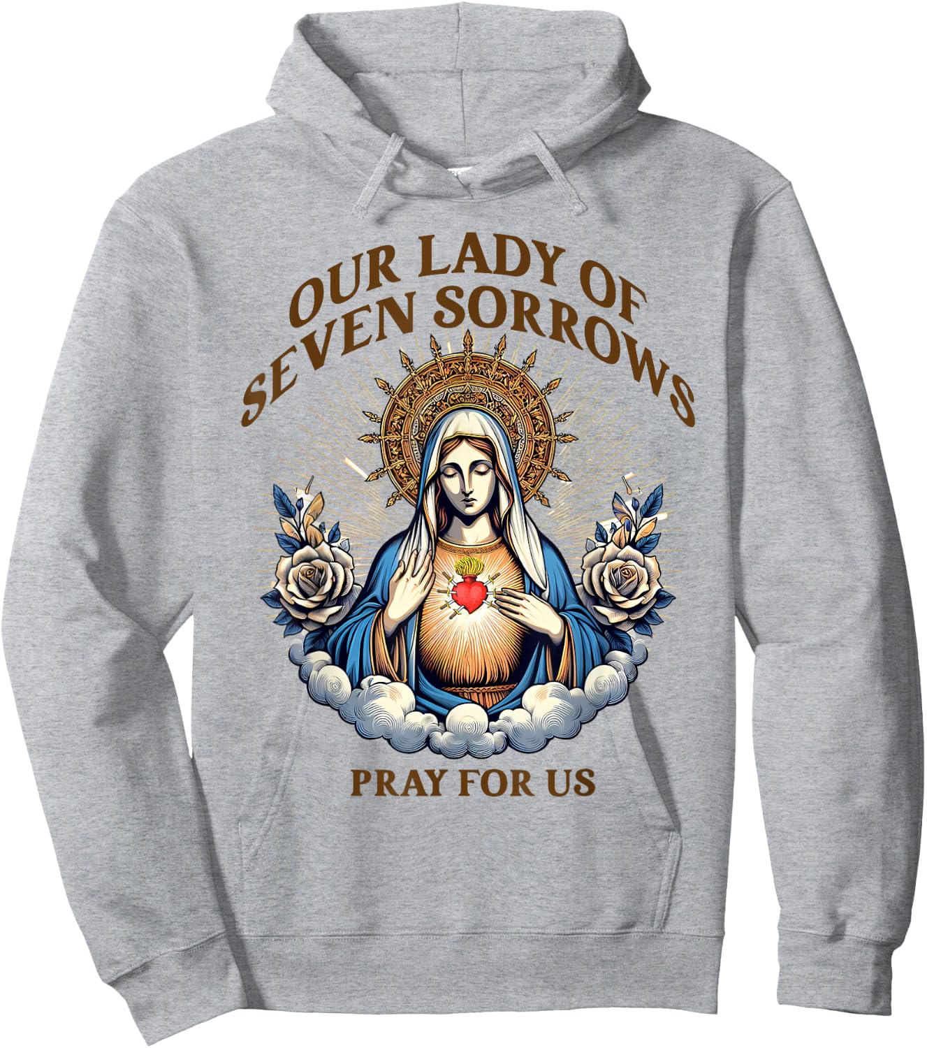 Blessed Virgin Mary Catholic Faith Our Lady Of Seven Sorrows Hoodie - Hoodie | Ash