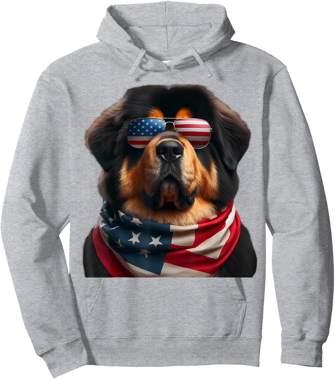Tibetan Mastiff Dog 4th Of July American Independence Day Hoodie - Hoodie | Ash