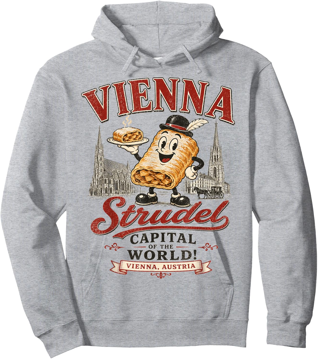 Vienna Austria - Strudel Capital of the World - Mascot Logo Hoodie - Hoodie | Ash