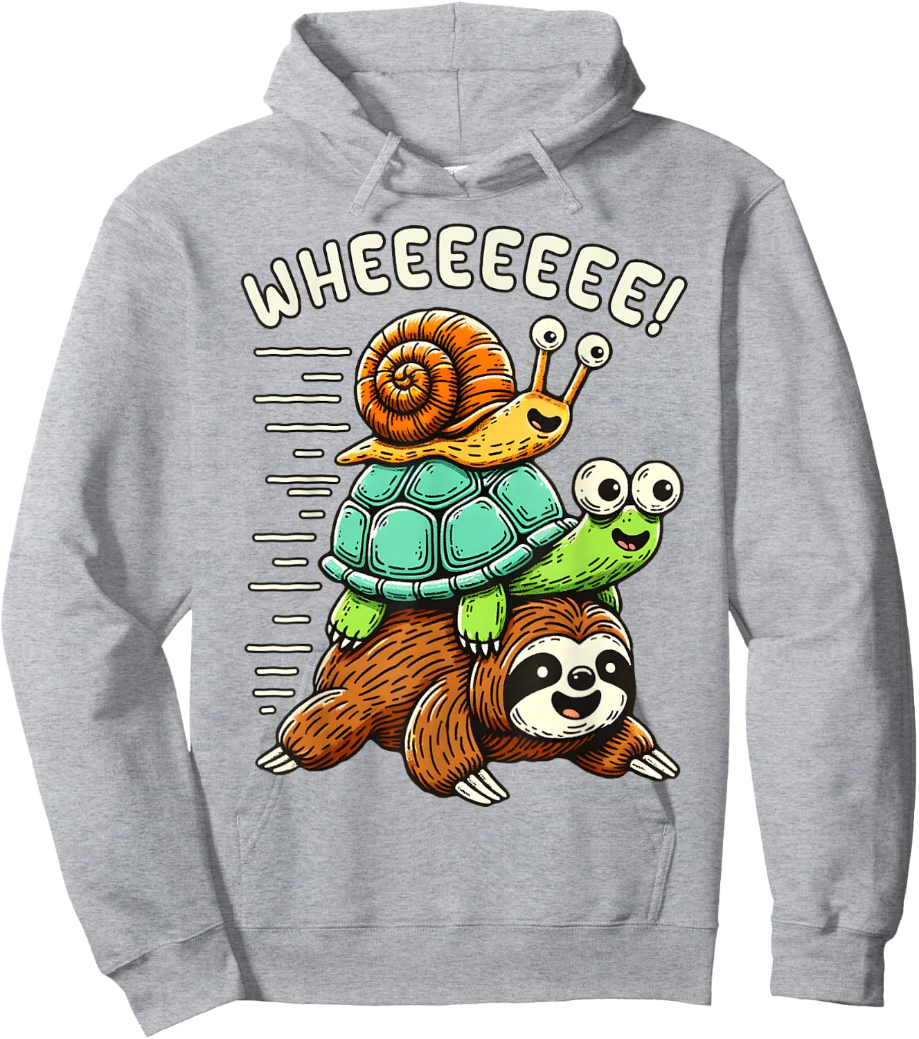 Sloth Turtle Snail Funny Running Riding Cute Animal Lover Hoodie - Hoodie | Ash