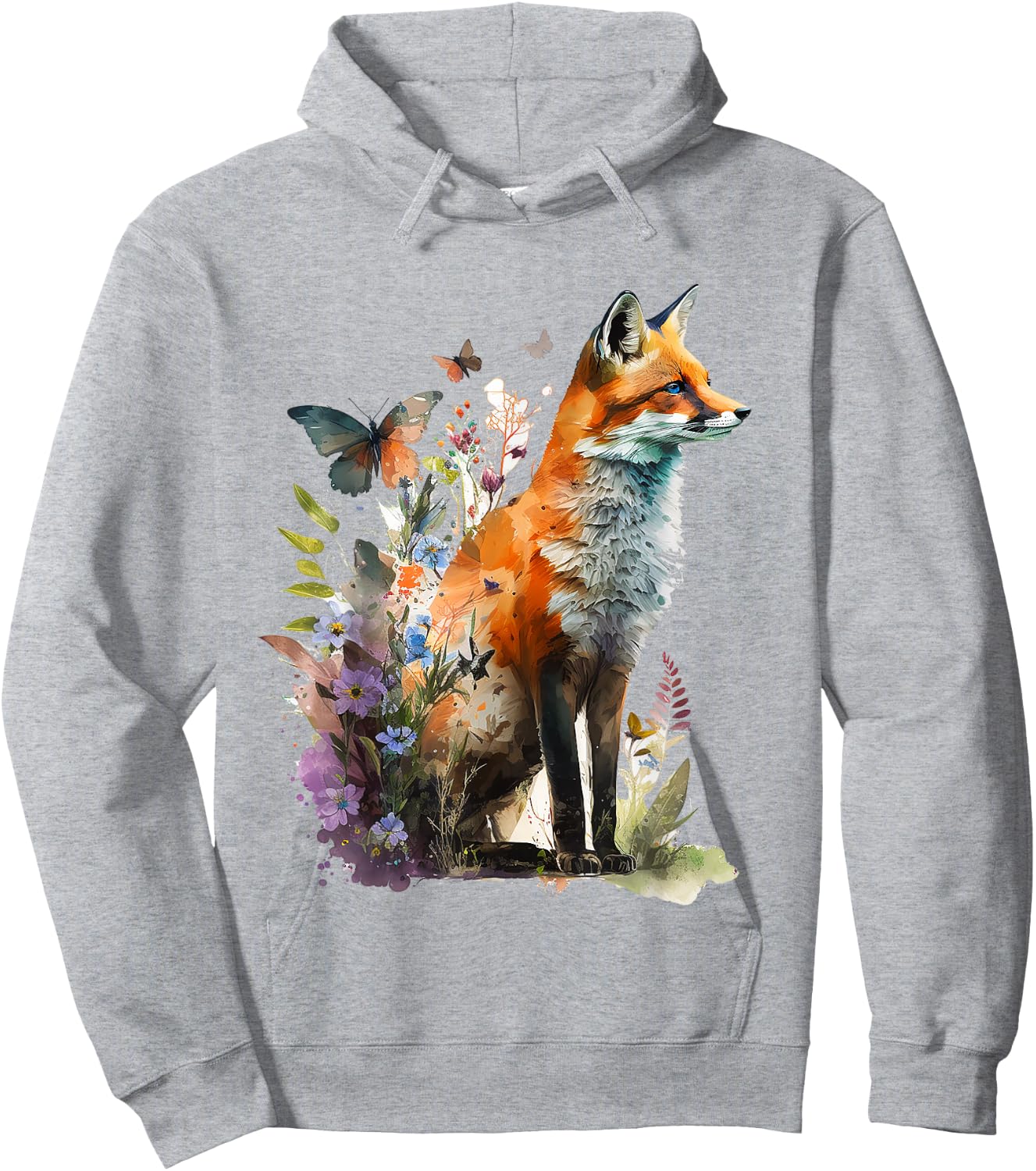 Fox Animal Lover Forest Art Animal Fox Hoodie - Hoodie | Ash