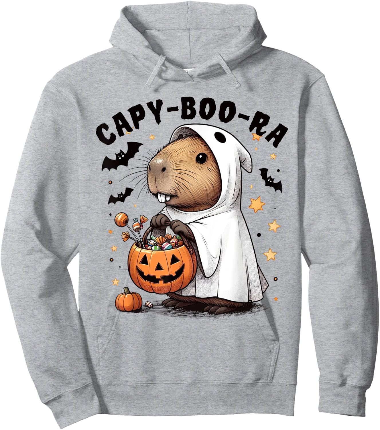 Fun Spooky Capybara Capy-Boo-ra Halloween Ghost Boo Costume Hoodie - Hoodie | Ash