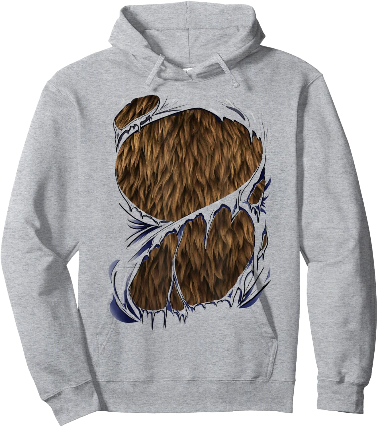 Werewolf Halloween Costume - Furry Bear or Beast Torn Ripped Hoodie - Hoodie | Ash