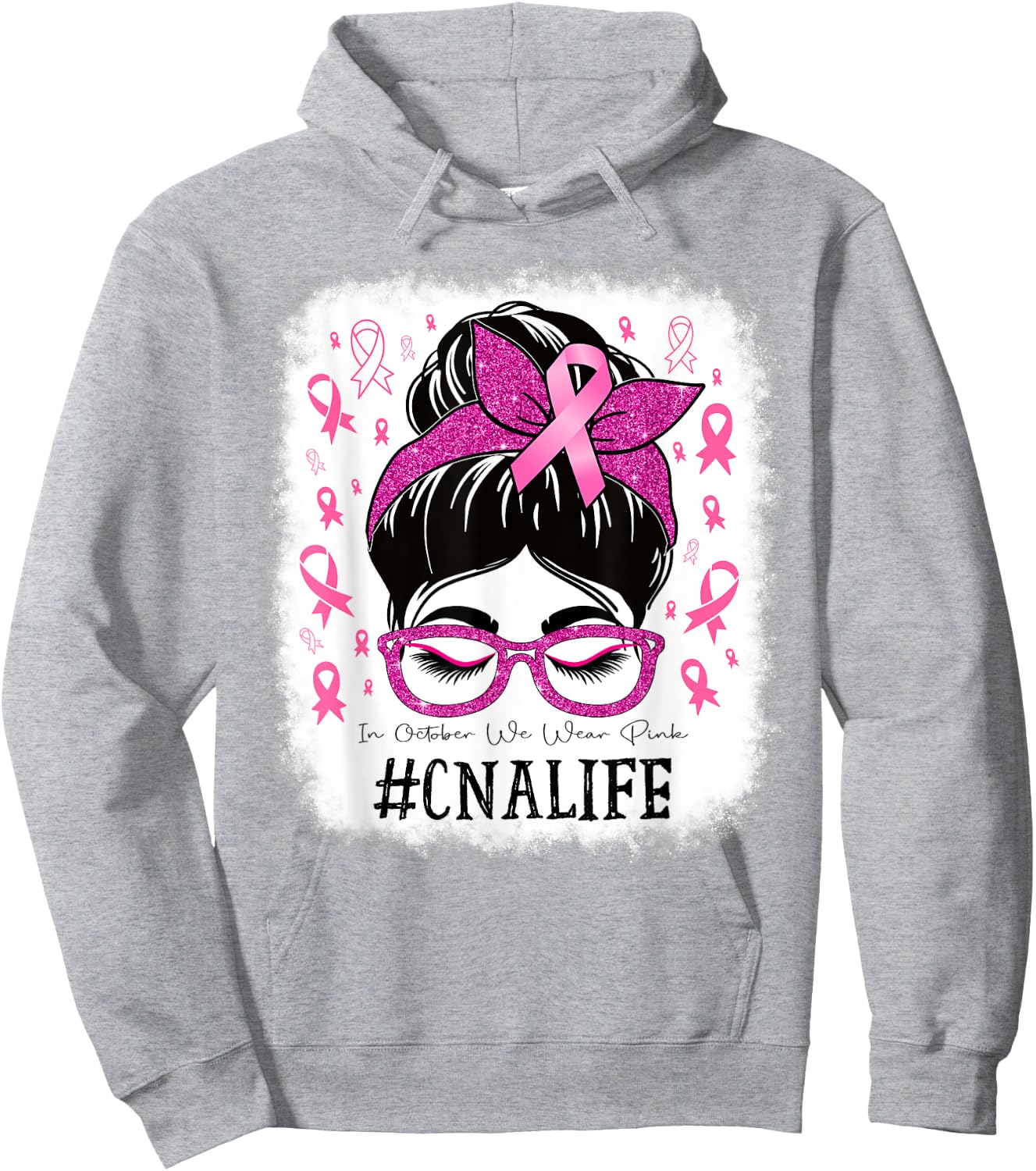 CNA Certified Nursing Assistant Breast Cancer Awareness Hoodie - Hoodie | Ash