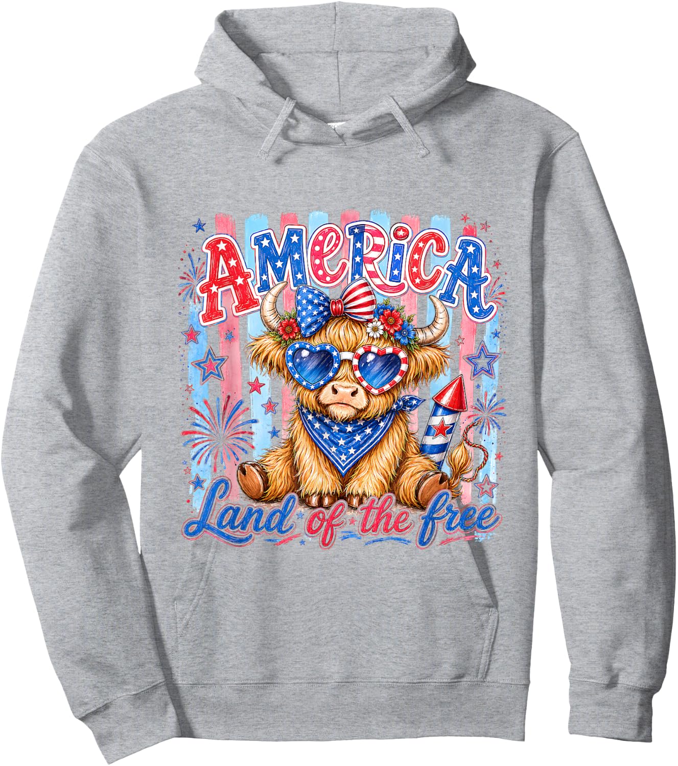 America Land of The Free Cute Cow Sunglasses Holiday Present Hoodie - Hoodie | Ash