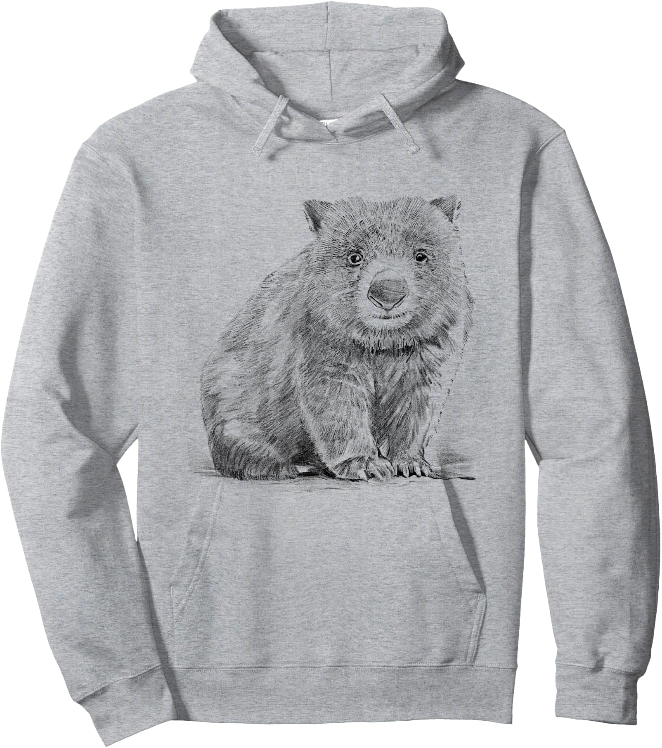 Wombat Pencil Drawing , White Hoodie - Hoodie | Ash