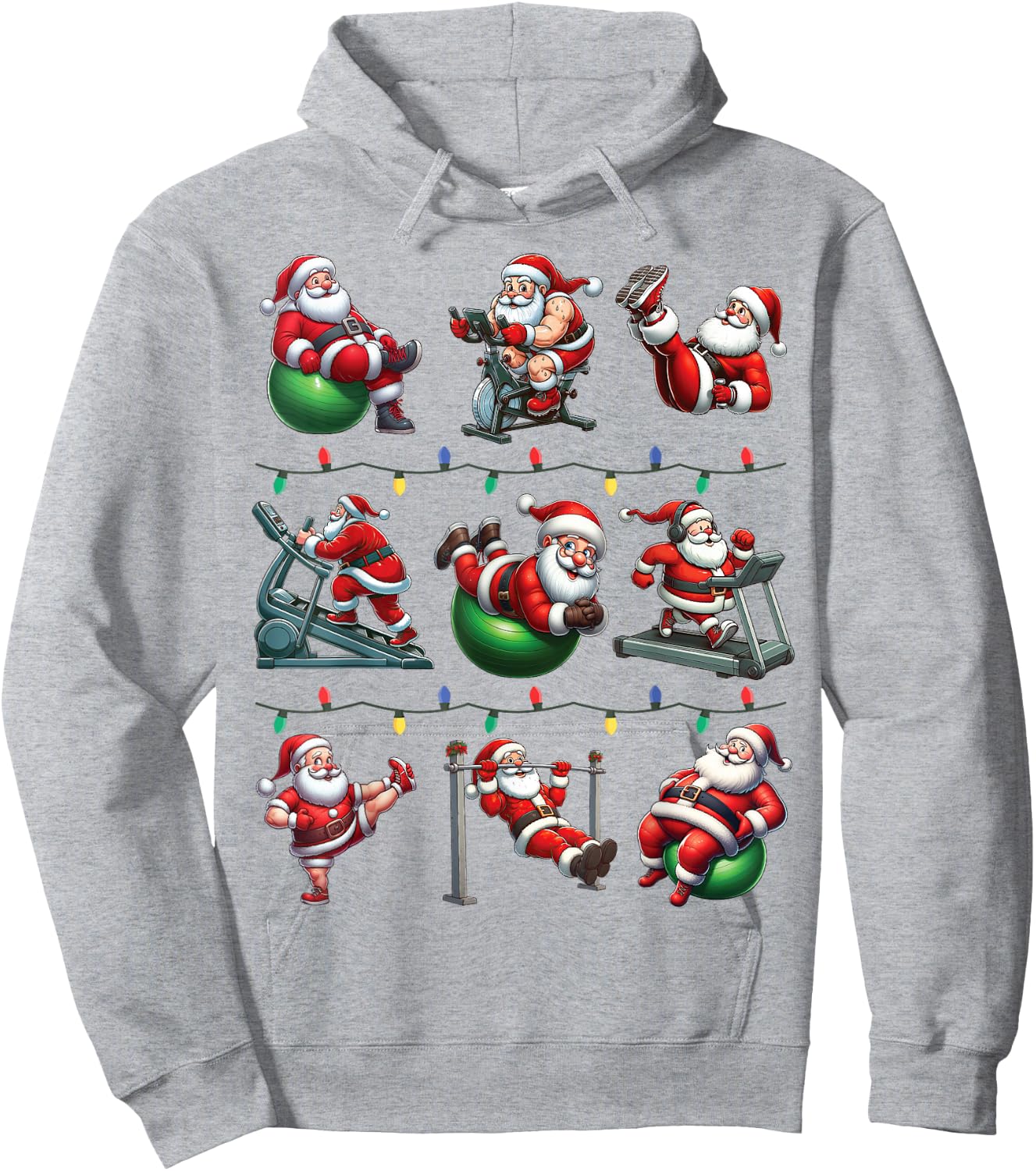 Santa Fitness Collection Gym Workout Weightlifting Christmas Hoodie - Hoodie | Ash