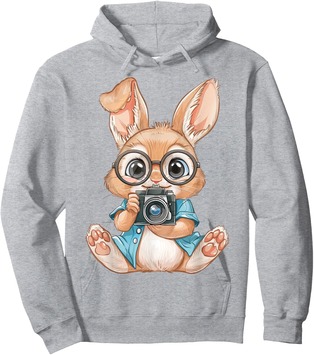Rabbit Holding Camera Photographer Easter Bunny Cameraman Hoodie - Hoodie | Ash