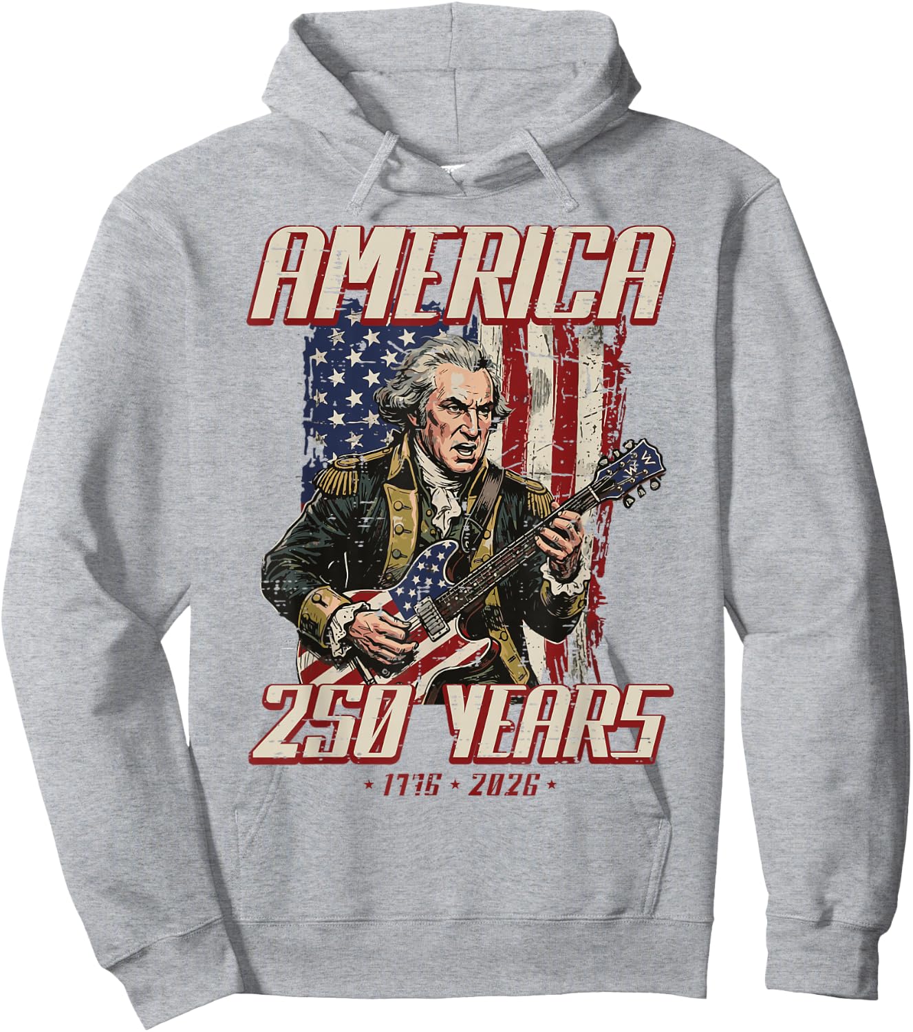 Washington Guitar America 250 250th Anniversary 4th of July Hoodie - Hoodie | Ash