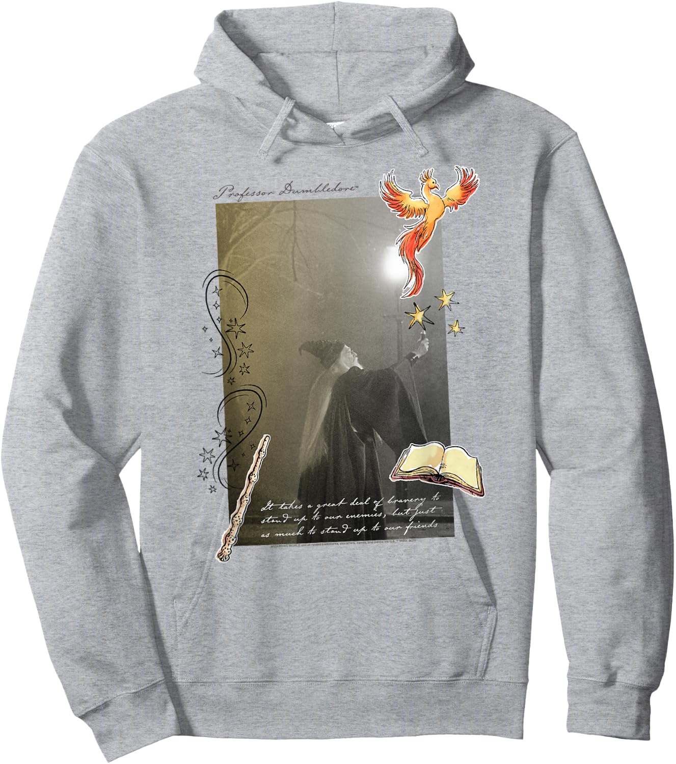 Harry Potter Dumbledore Quote and Fawkes Hoodie - Hoodie | Ash