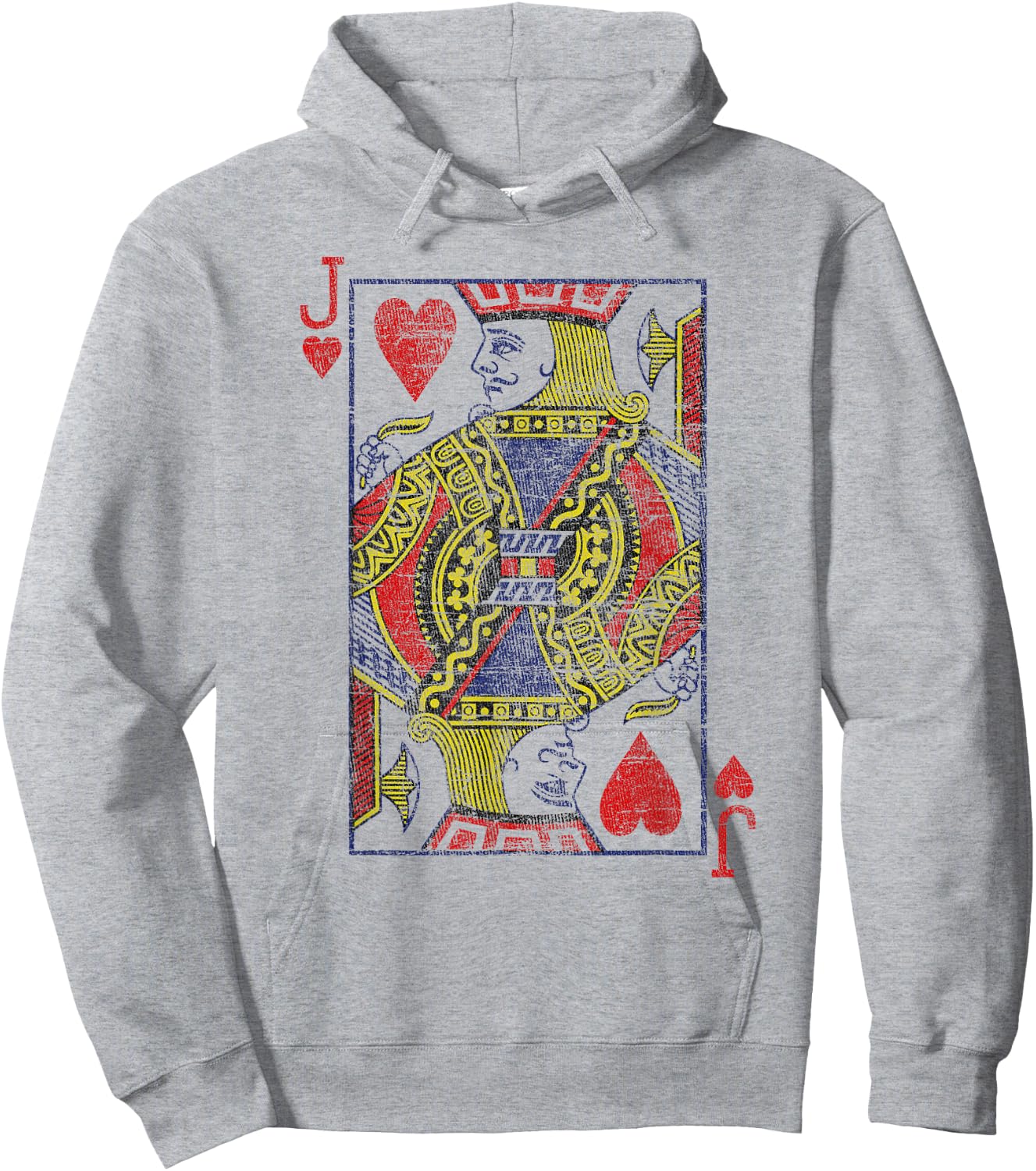 Bube of the Hearts Playing Cards Costume Poker Distressed Hoodie - Hoodie | Ash