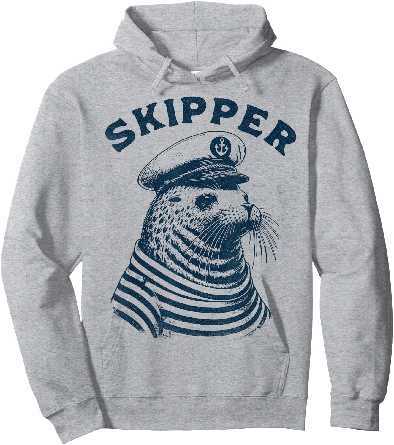 Seal Captain, Skipper, Funny Seal Boat Sailor Funny Boating Hoodie - Hoodie | Ash