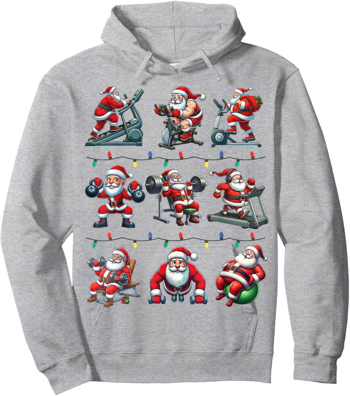 Santa Fitness Collection Gym Workout Weightlifting Christmas Hoodie - Hoodie | Ash