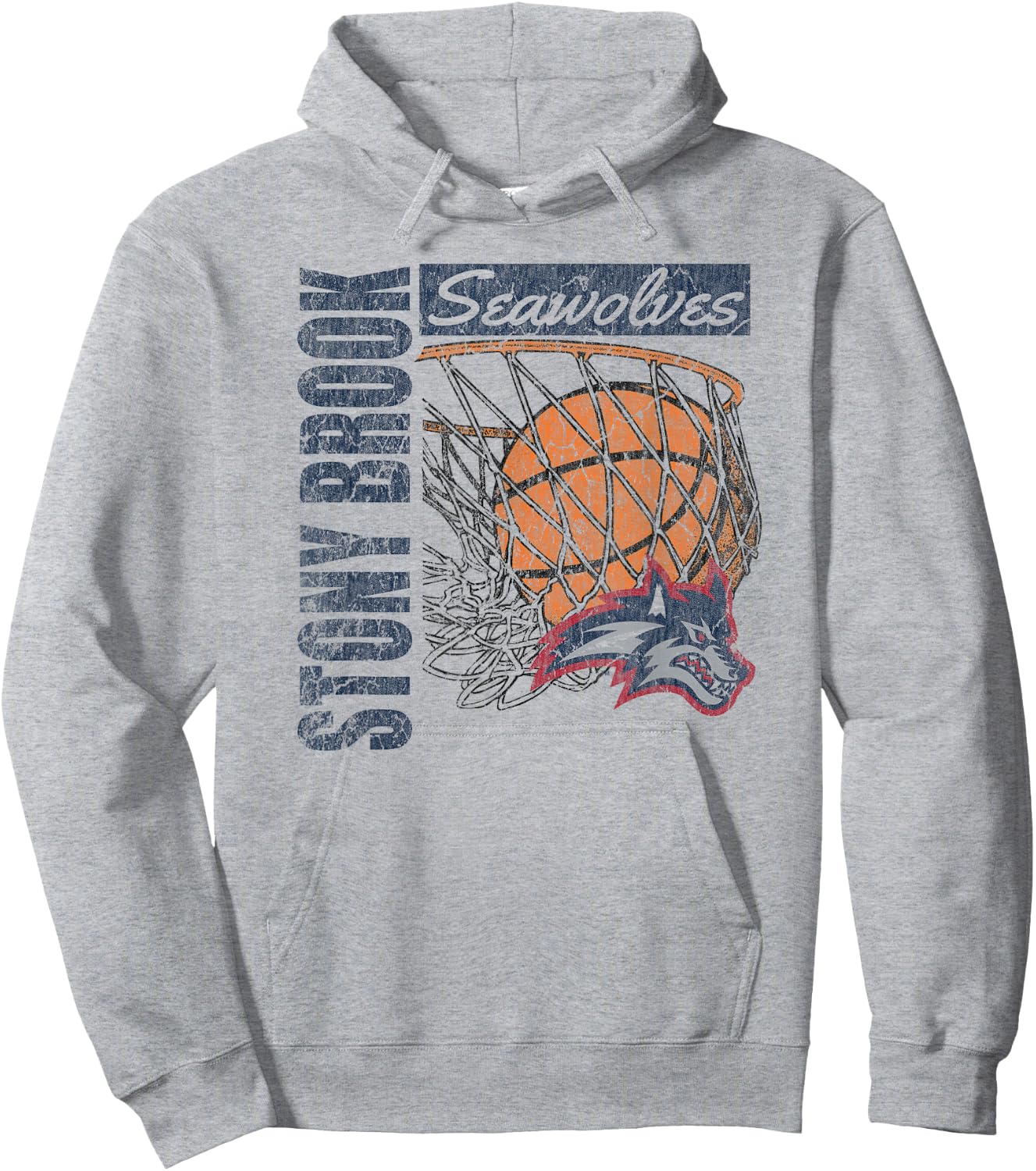 Stony Brook Seawolves Vintage Basketball 90's White Hoodie - Hoodie | Ash