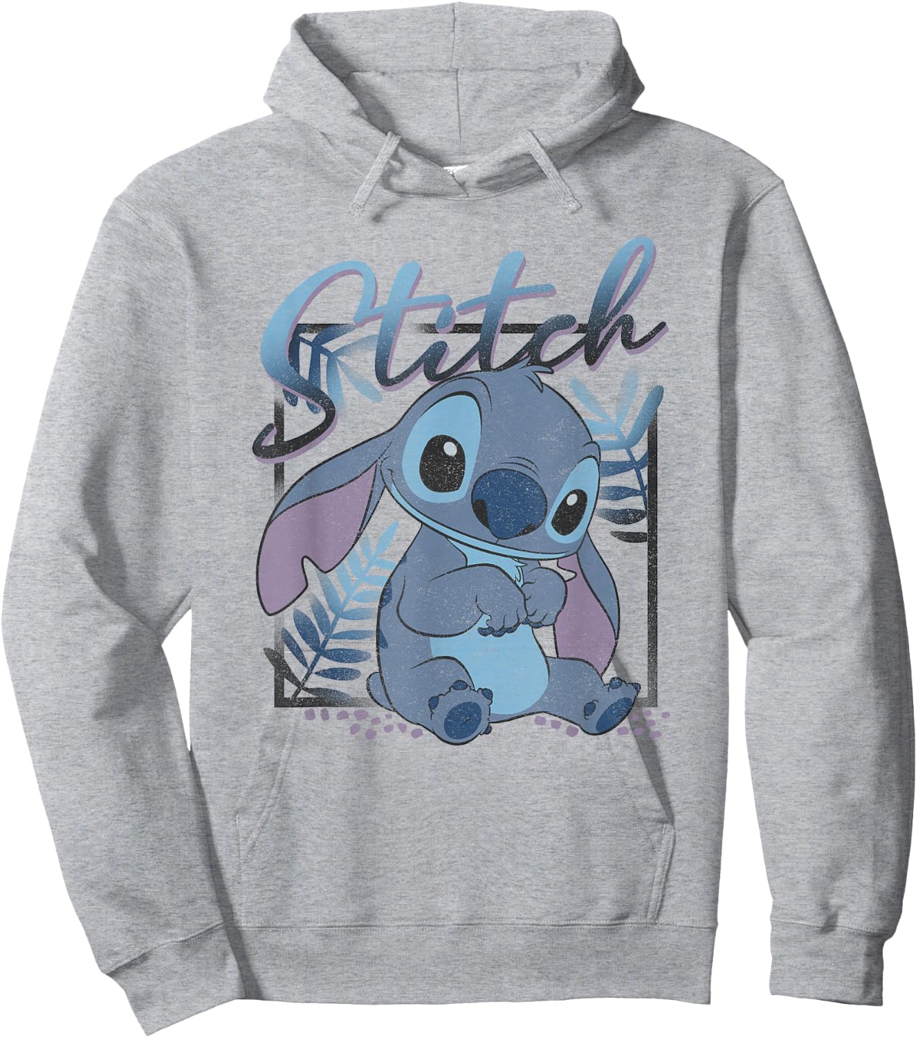 Disney Lilo & Stitch Tropic Blue Leaf Stitch , White Hoodie - Hoodie | Ash