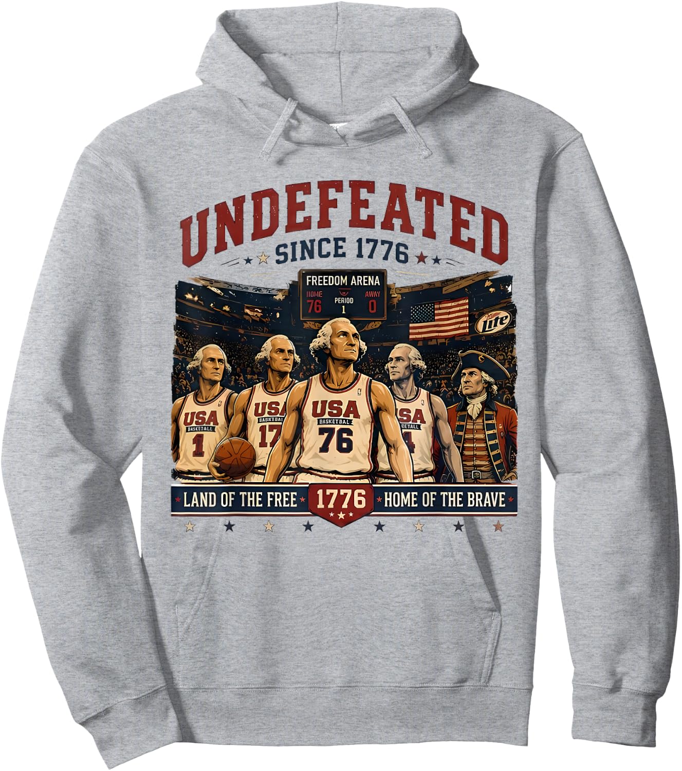 4th of July Basketball Undefeated Since 1776 250 Years Hoodie - Hoodie | Ash