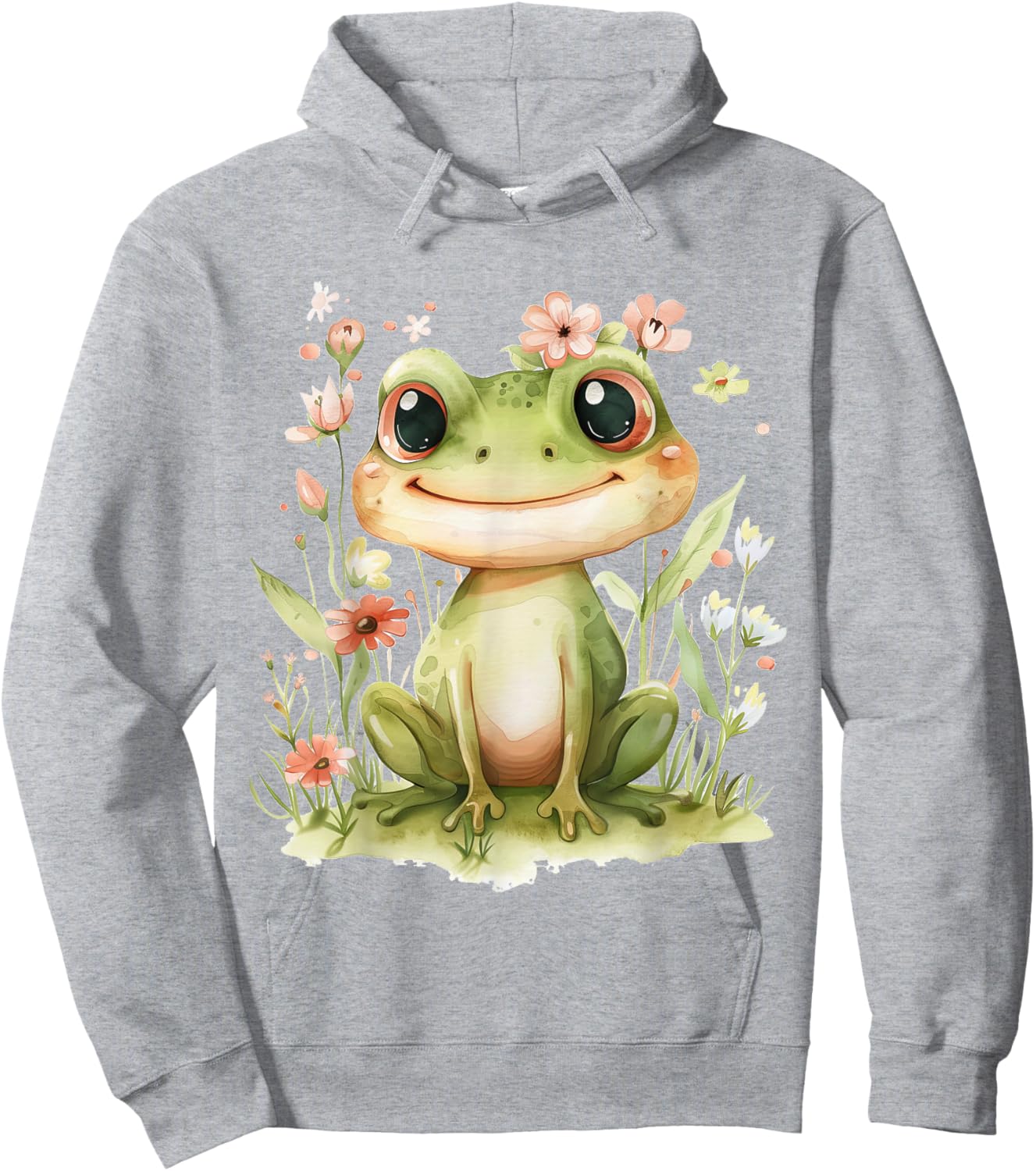 Frog with Flowers Cute Frogs Girls Daughter Hoodie - Hoodie | Ash