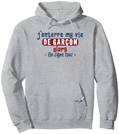 J'burre Ma Vie de Boy On Signe Tous – EVG Funny Men's , white, S Hoodie - Hoodie | Ash