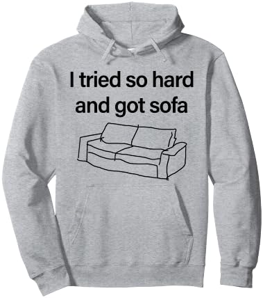 I Tried So Hard And Got Sofa - Funny Meme Quote Sarcastic Hoodie - Hoodie | Ash