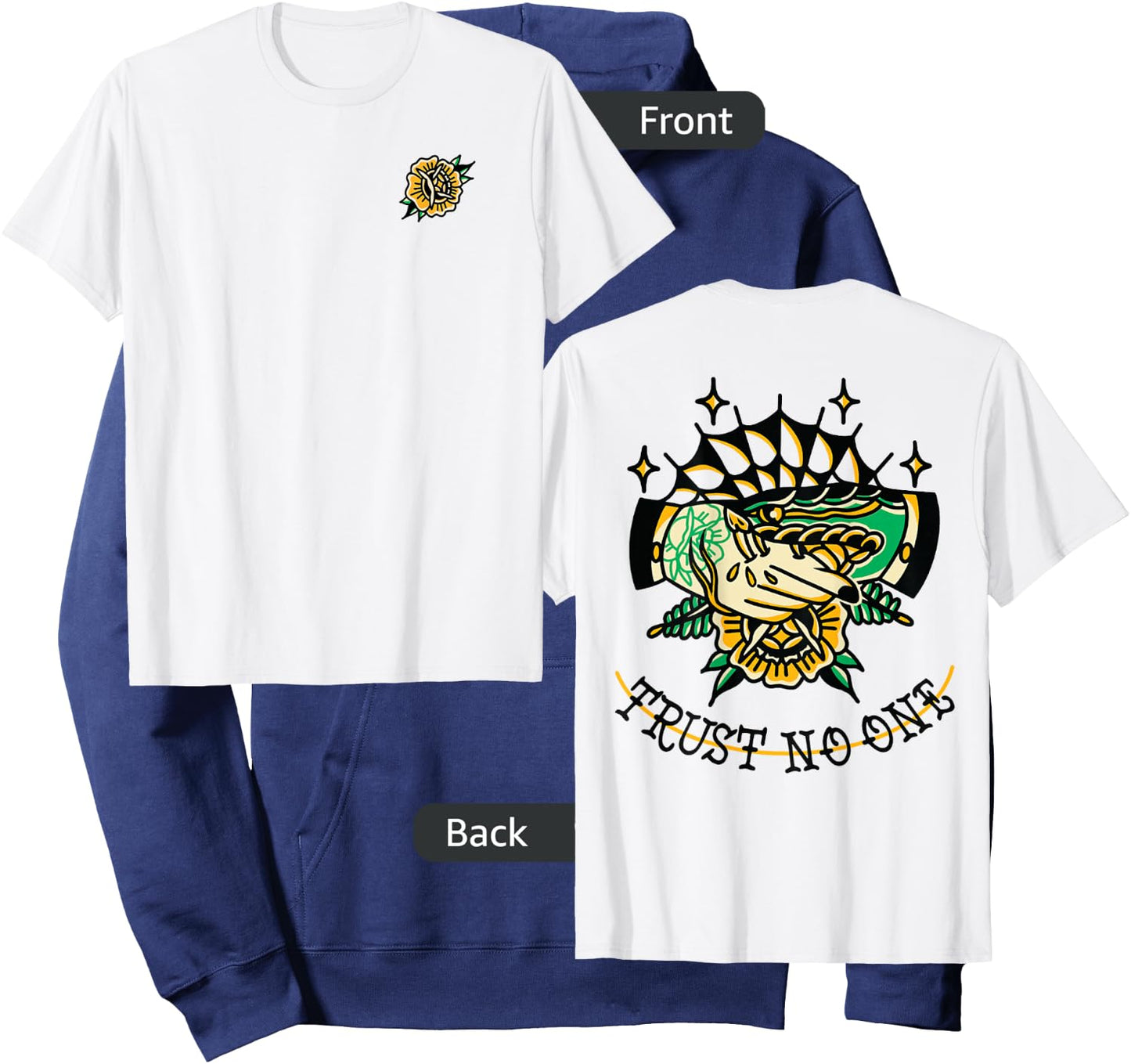 Trust No One Vintage Snake Traditional Tattoo Flash Graphic Hoodie - Hoodie | Navy