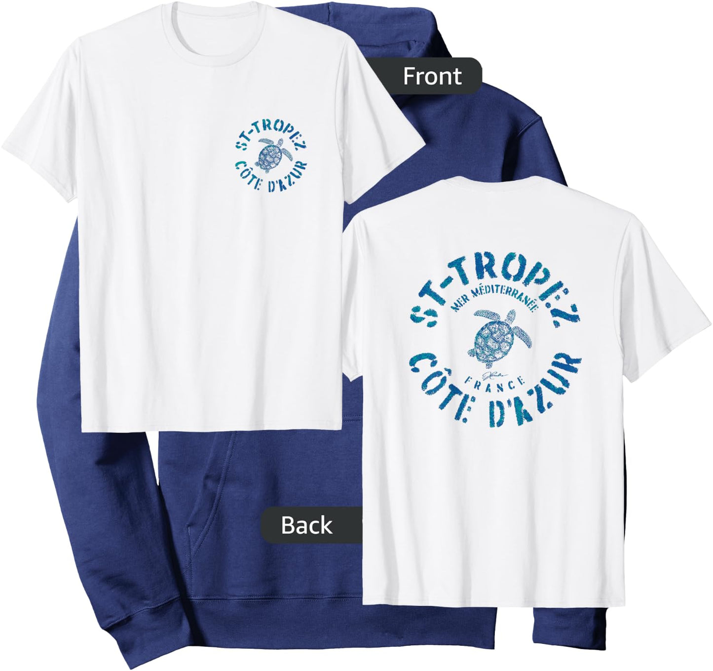 JCombs: Saint-Tropez, French Riviera, France, Sea Turtle Hoodie - Hoodie | Navy
