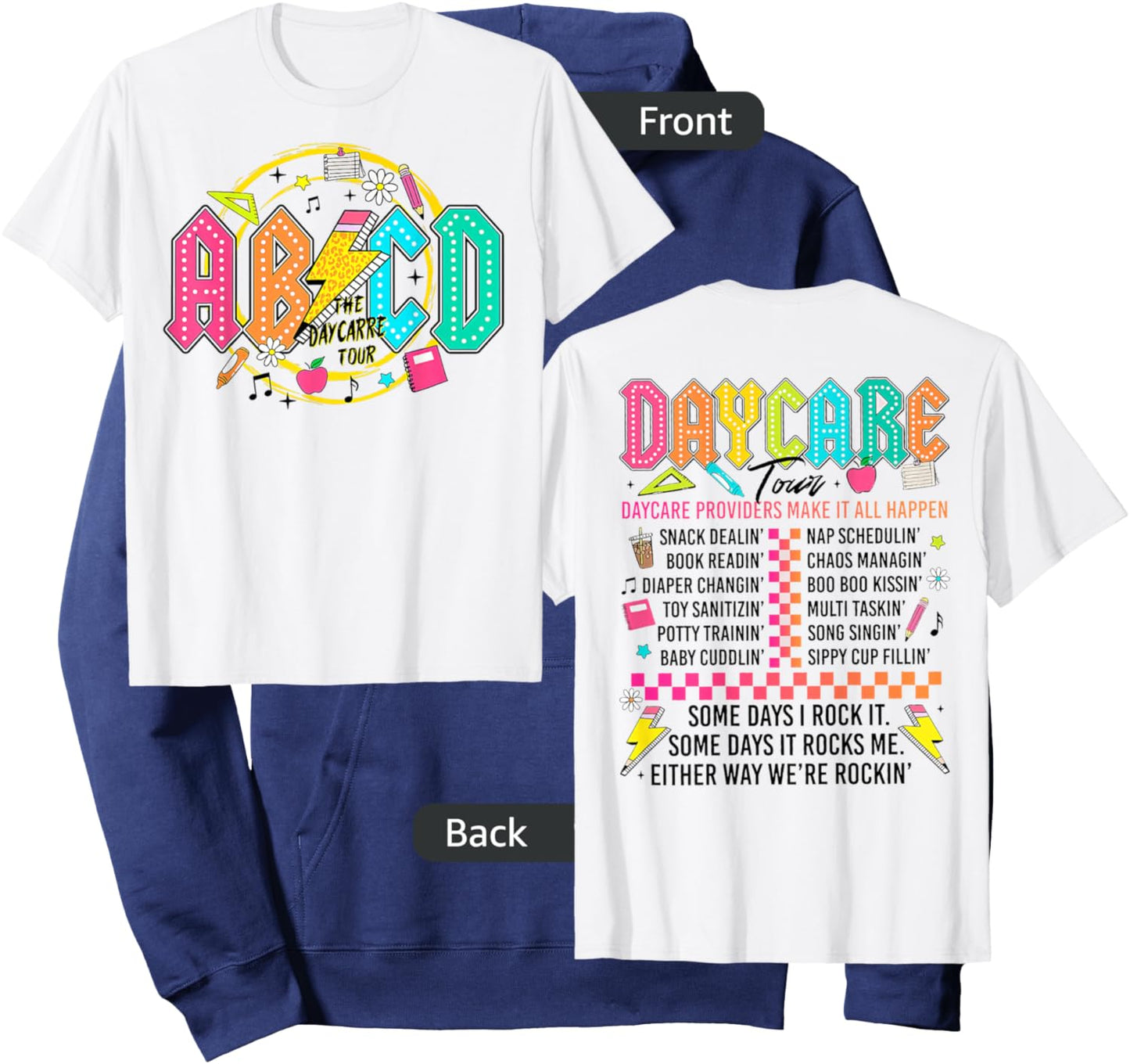 (2sided Front+Back) Retro The Daycare Tour, ABCD lightning Hoodie - Hoodie | Navy