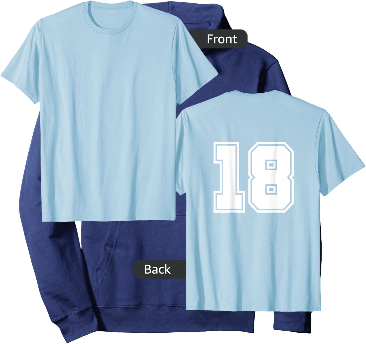 Number 18 No. Eighteen #18 Sports Jerseys Player Hoodie - Hoodie | Navy