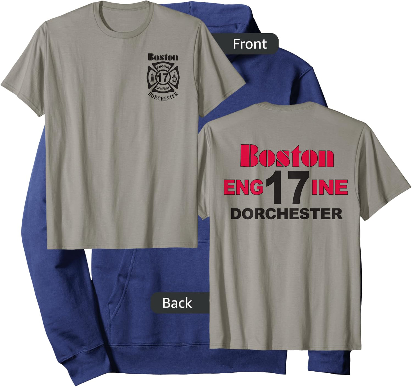 Boston Fire Department Engine 17 Dorchester - Dark Graphics Hoodie - Hoodie | Navy