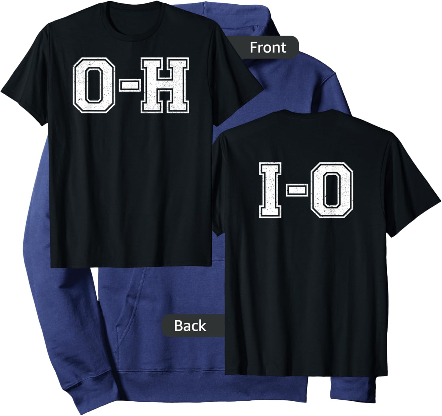 Vintage OH IO Double-sided Hoodie - Hoodie | Navy
