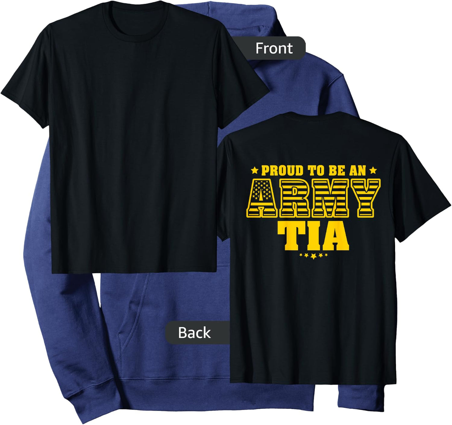 Proud To Be An Army Tia - US Flag Pride Military Aunt Hoodie - Hoodie | Navy