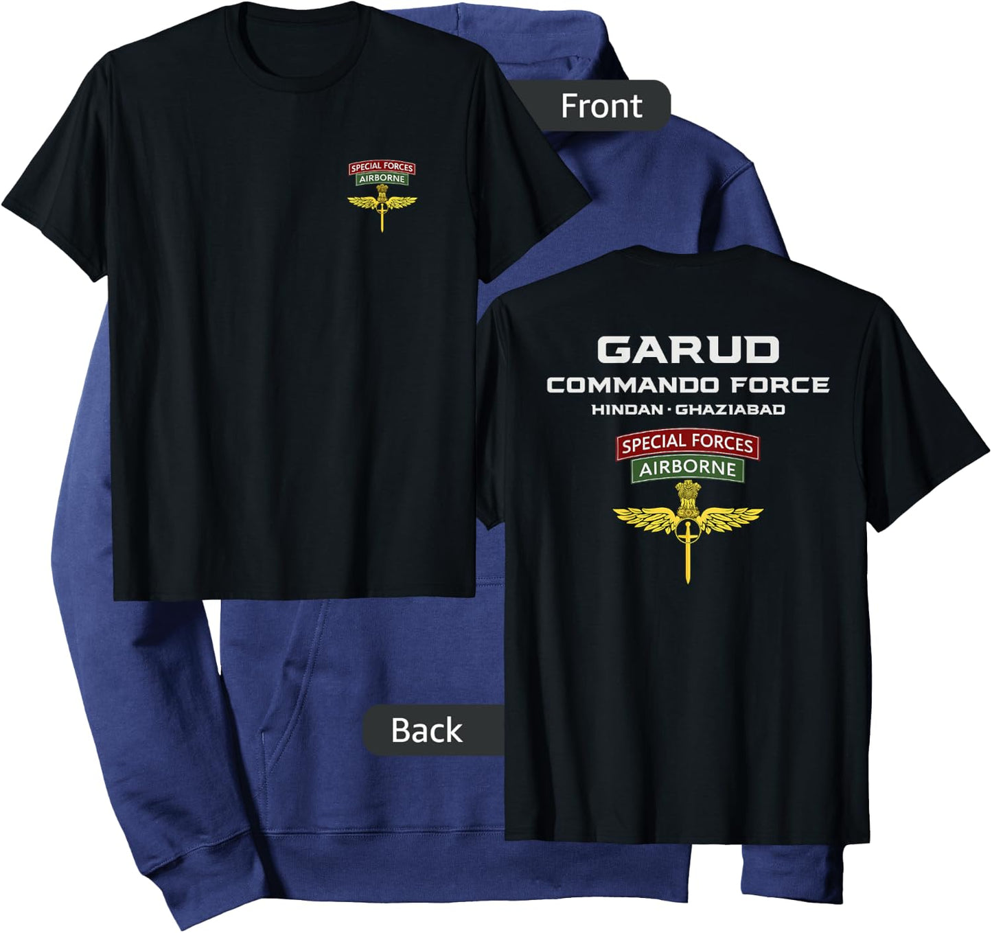 Garud Commando Indian Special Force Army BACKPRINT Hoodie - Hoodie | Navy