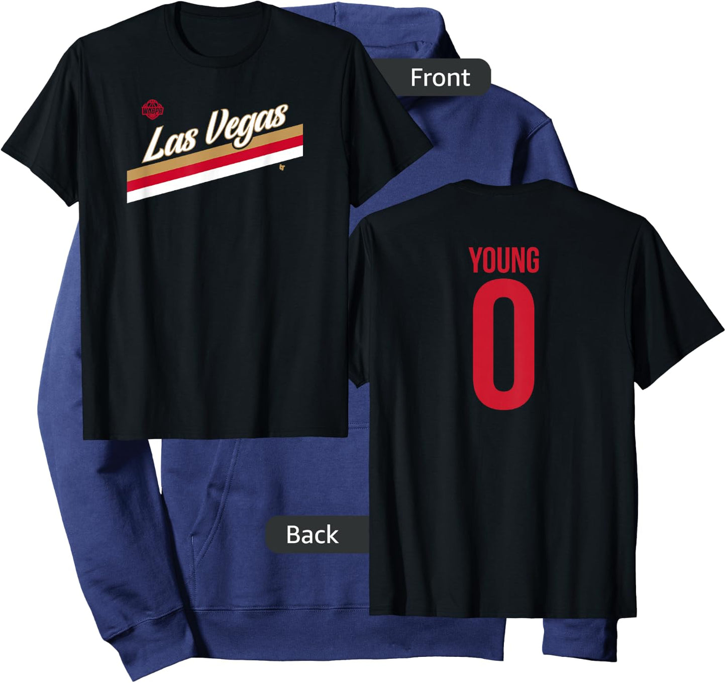 Jackie Young 0 - Number on Back - Las Vegas Basketball Hoodie - Hoodie | Navy