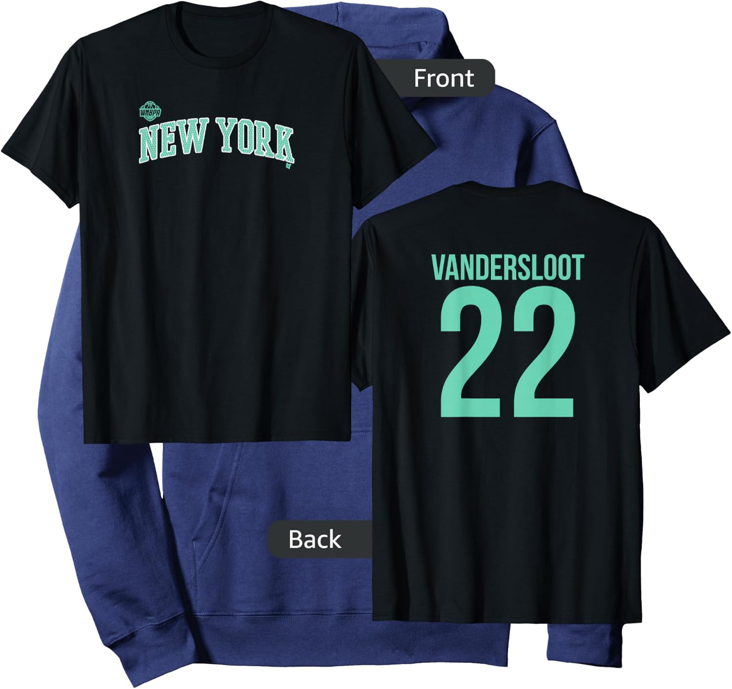 Courtney Vandersloot 22 -Number on Back- New York Basketball Hoodie - Hoodie | Navy