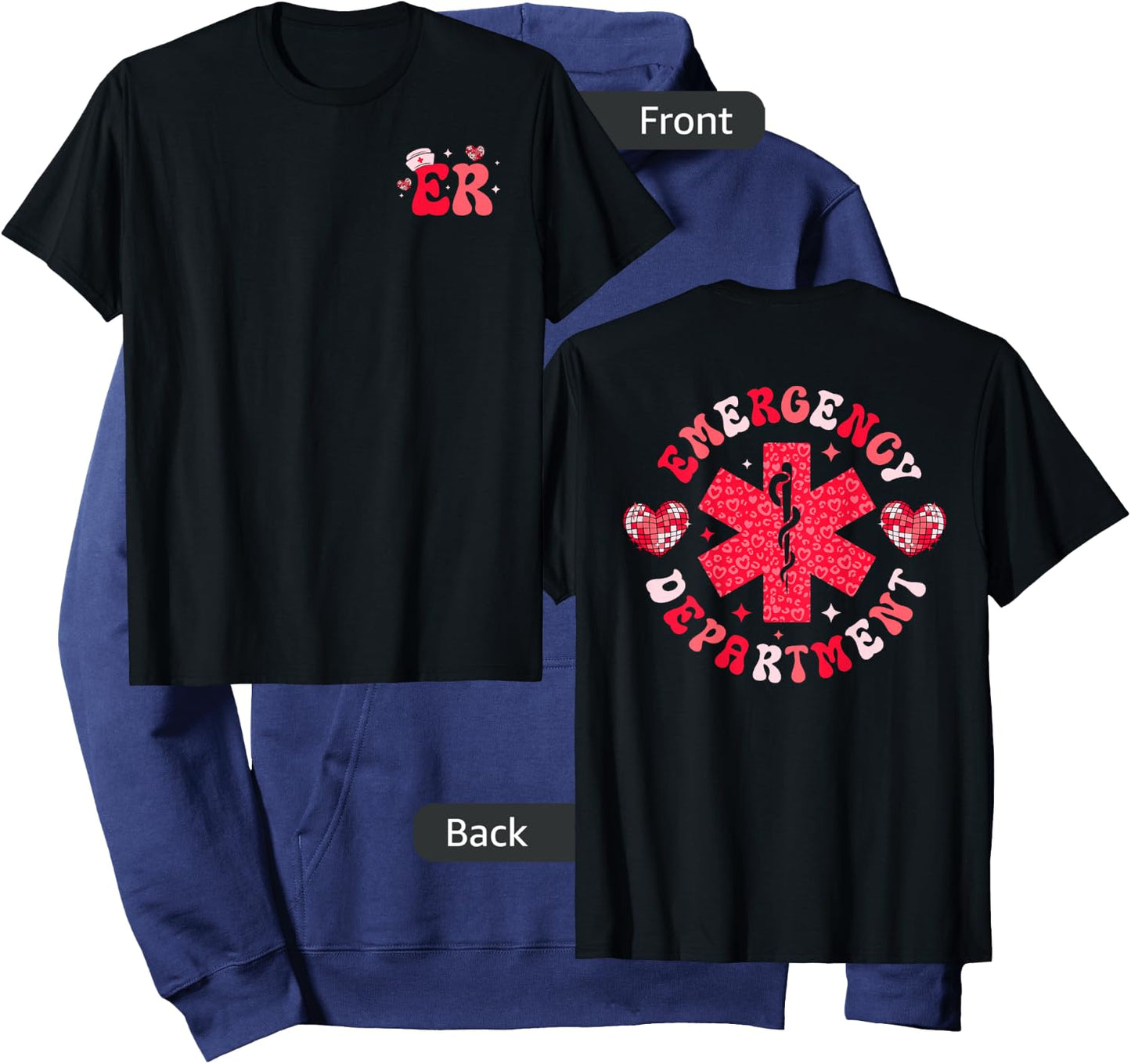 Emergency Department Valentines Day ER Nurse ED Tech Nursing , Small Hoodie - Hoodie | Navy
