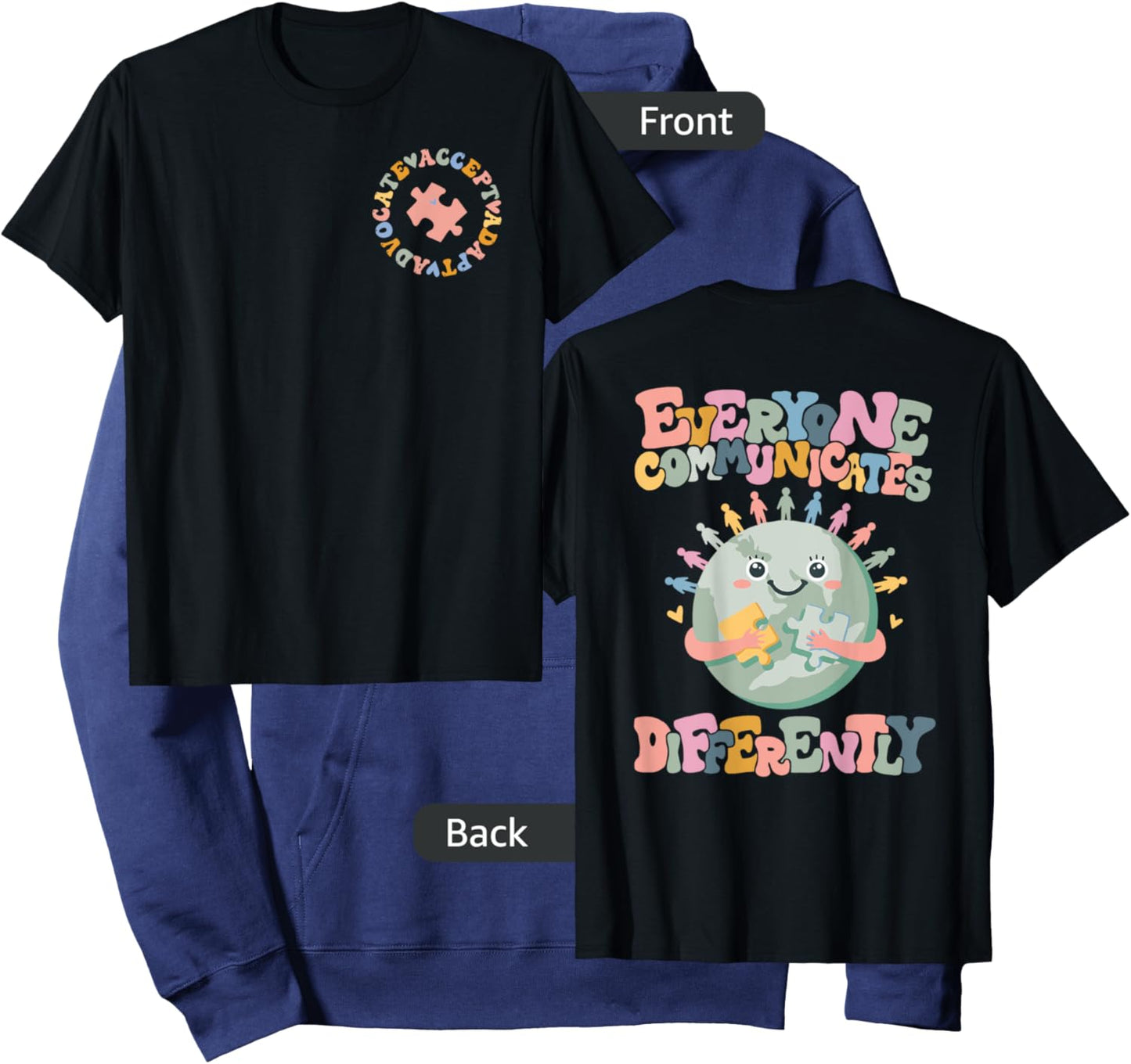 Everyone Communicates Differently Autism Month Awareness Hoodie - Hoodie | Navy