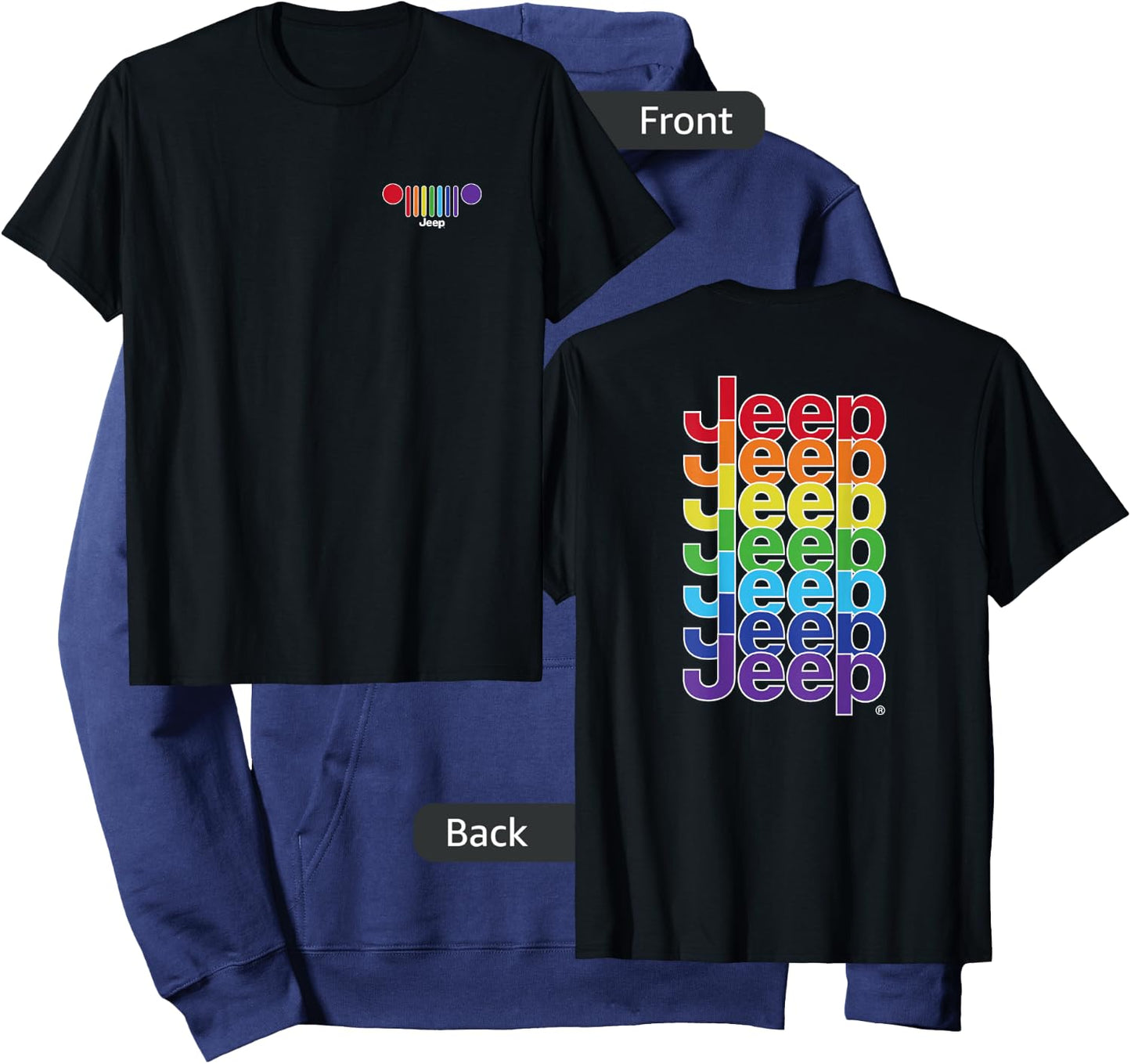 Jeep Grille Pride Flag - White Logo (Two-Sided) Hoodie - Hoodie | Navy