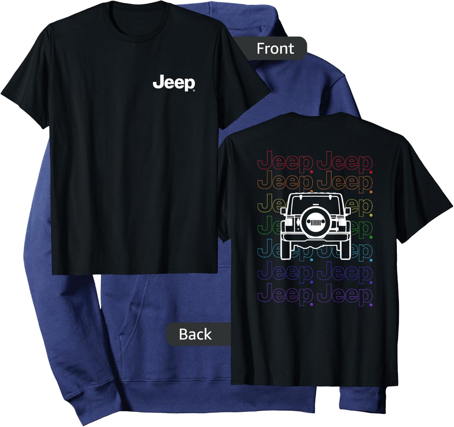 Jeep Pride Repeating Logo - Dark Version (Two-Sided) Hoodie - Hoodie | Navy