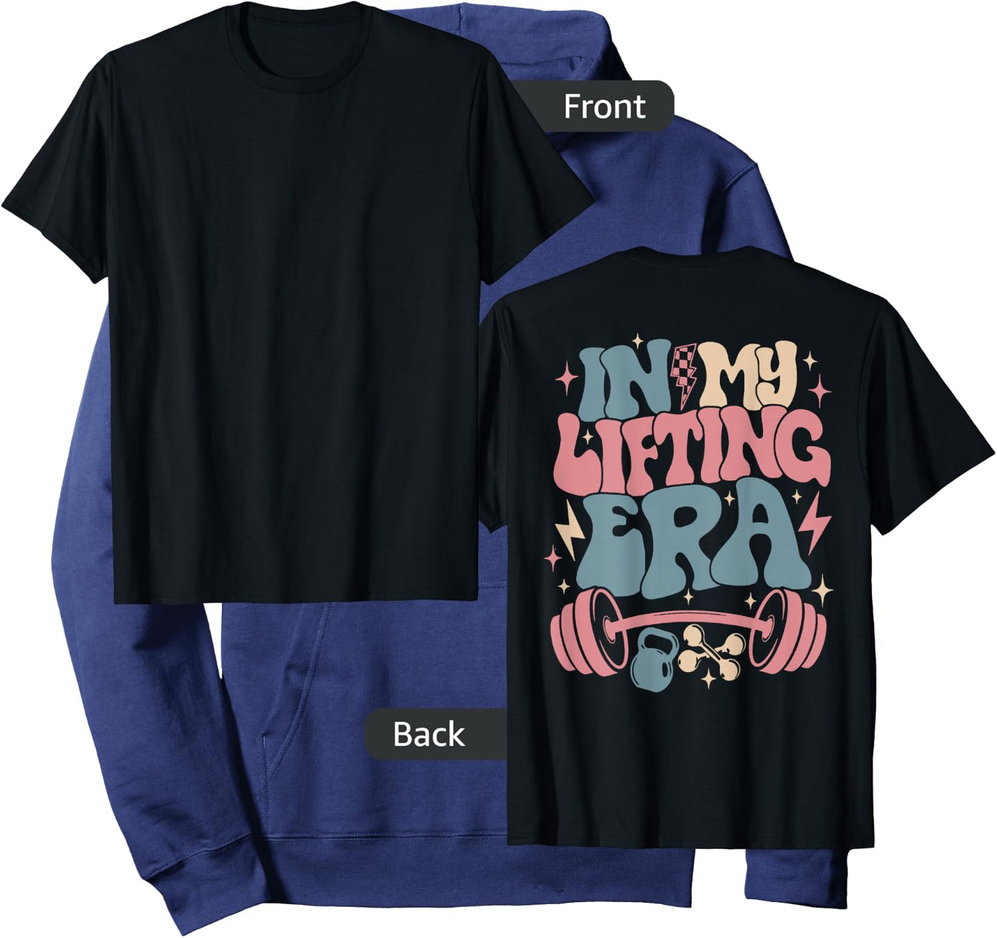 in My Lifting Era Groovy Gym Weight (On Back) Hoodie - Hoodie | Navy