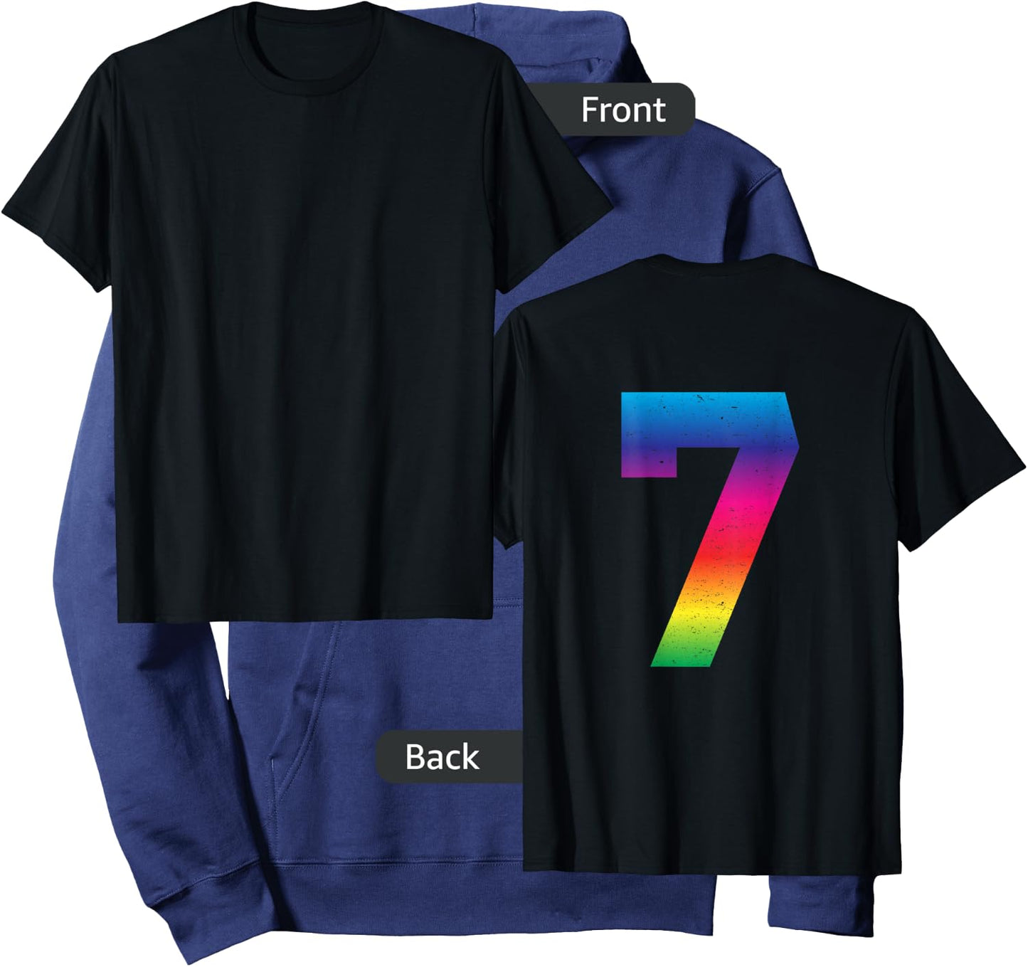 #7 Jersey Uniform Lucky Number Rainbow Hoodie - Hoodie | Navy