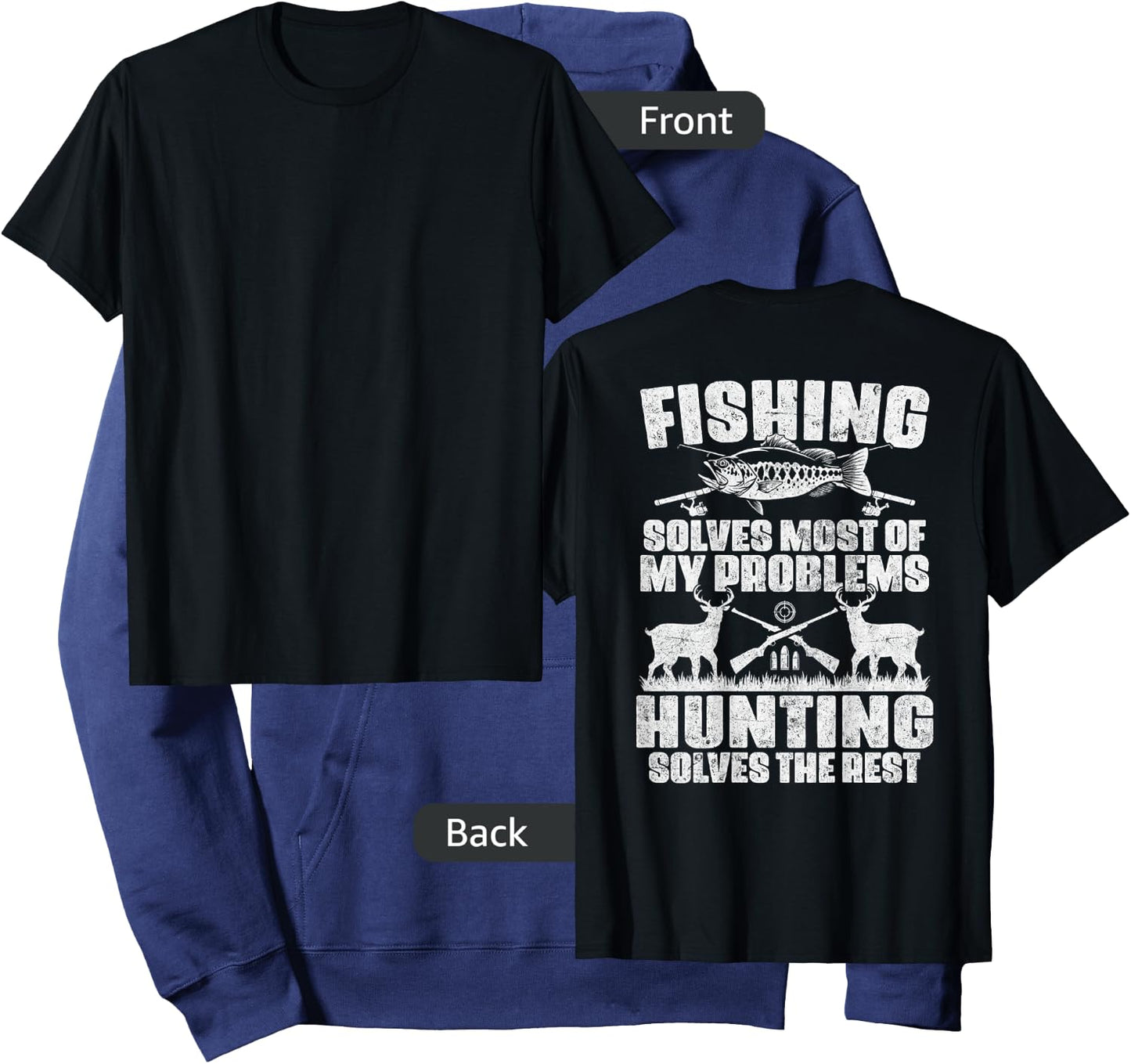 Fishing Solves Most of My Problems Design On Back Hoodie - Hoodie | Navy