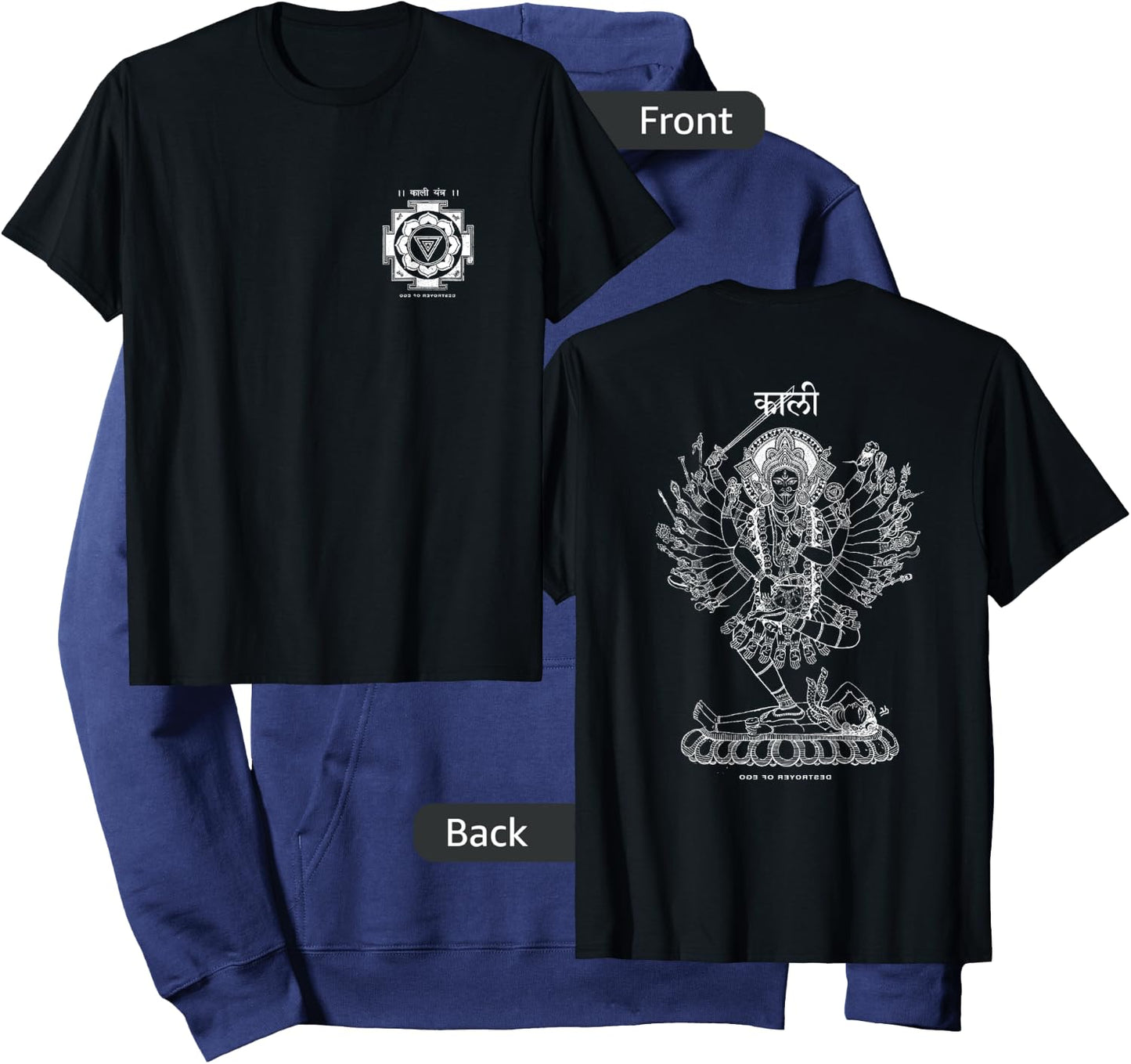 KALI Hindu Goddess, Kali Ma Yantra, Sacred Tantric Thangka Hoodie - Hoodie | Navy