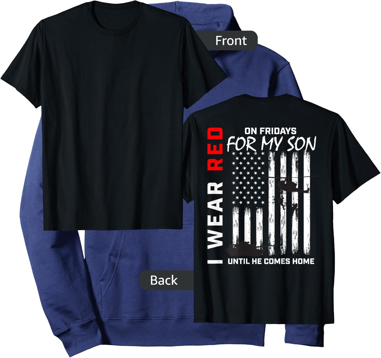 Red Friday Son Military Remember Everyone Deployed USA Flag Men Hoodie - Hoodie | Navy