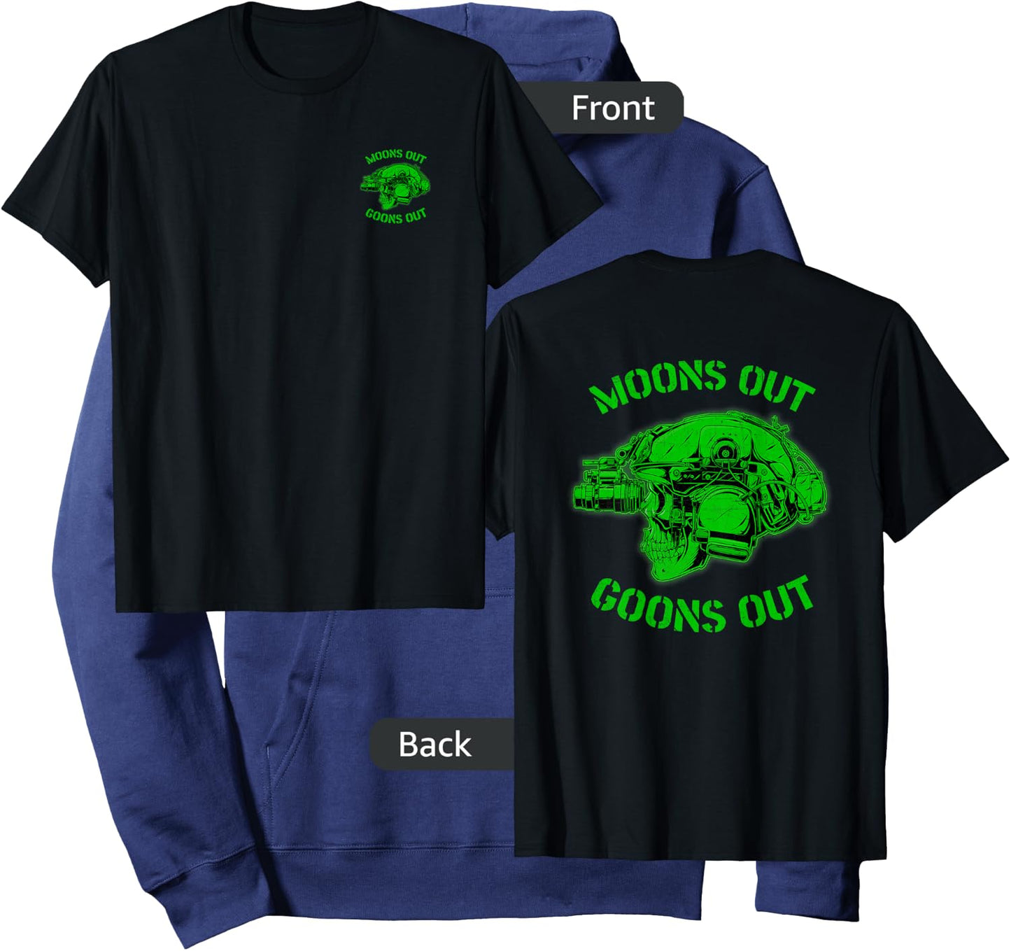 "MOON'S OUT GOONS OUT" Skull Helmet NVGs Military Men's Hoodie - Hoodie | Navy
