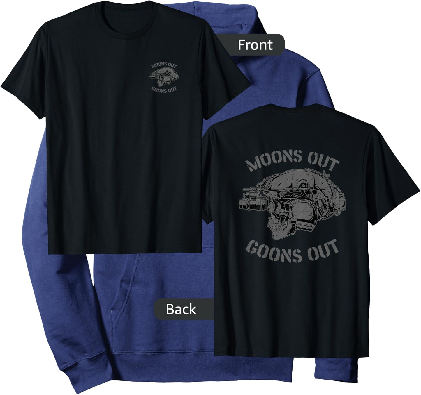 MOONS OUT GOONS OUT Skull Helmet NVGs Military Men's Hoodie - Hoodie | Navy