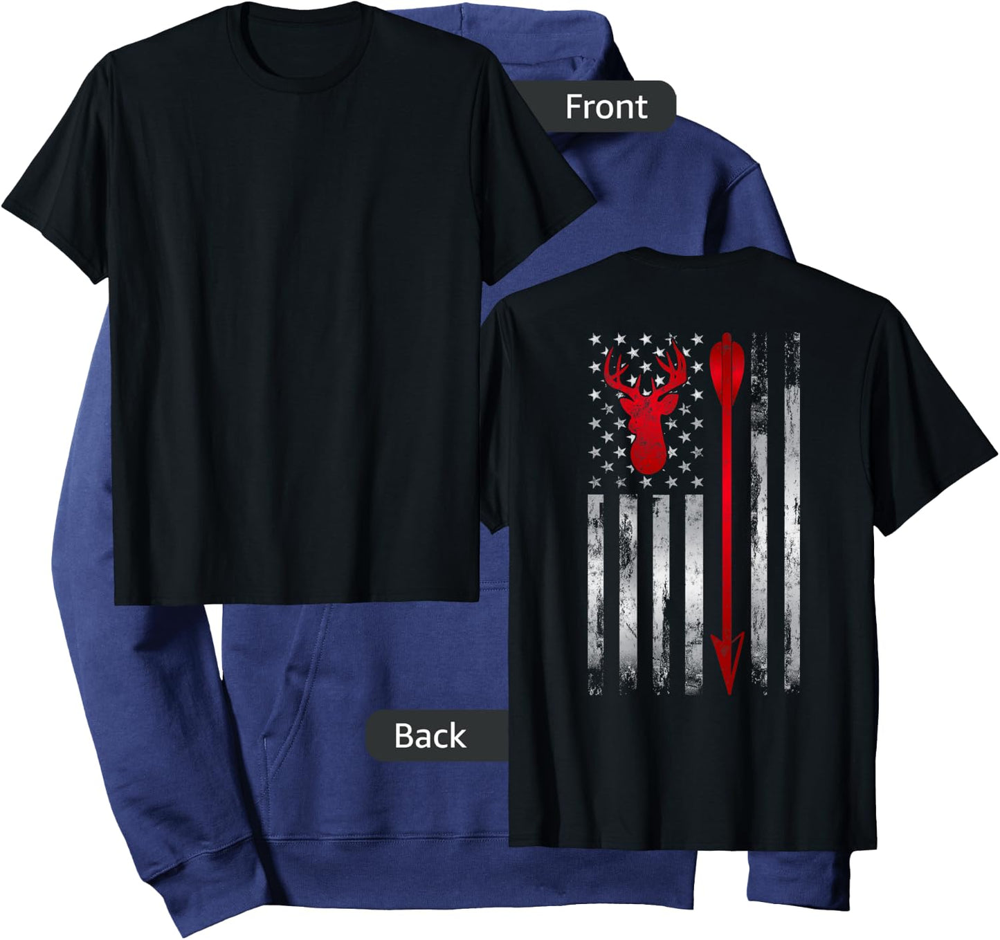 BowHunter Patriotic American USA flag Deer Bow Hunting Hoodie - Hoodie | Navy