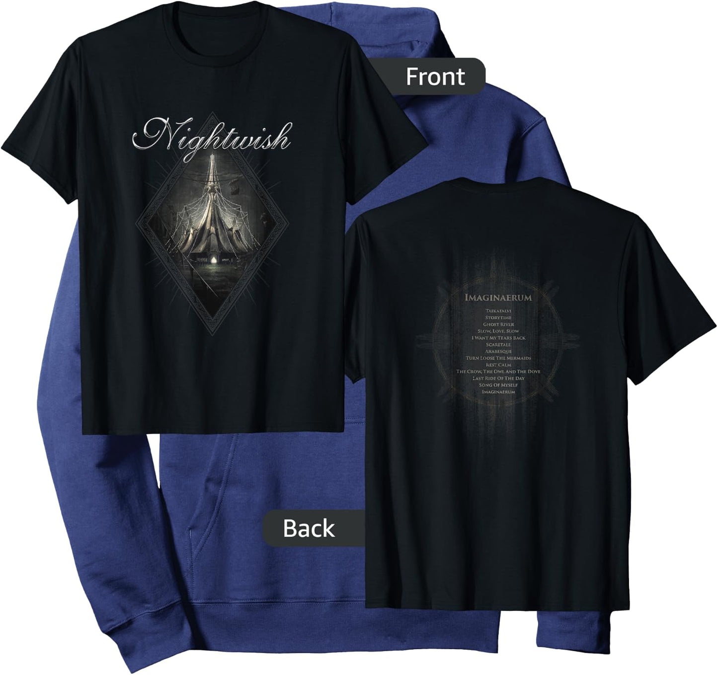 Imaginaerum (album cover + Nightwish logo + tracklist) Hoodie - Hoodie | Navy