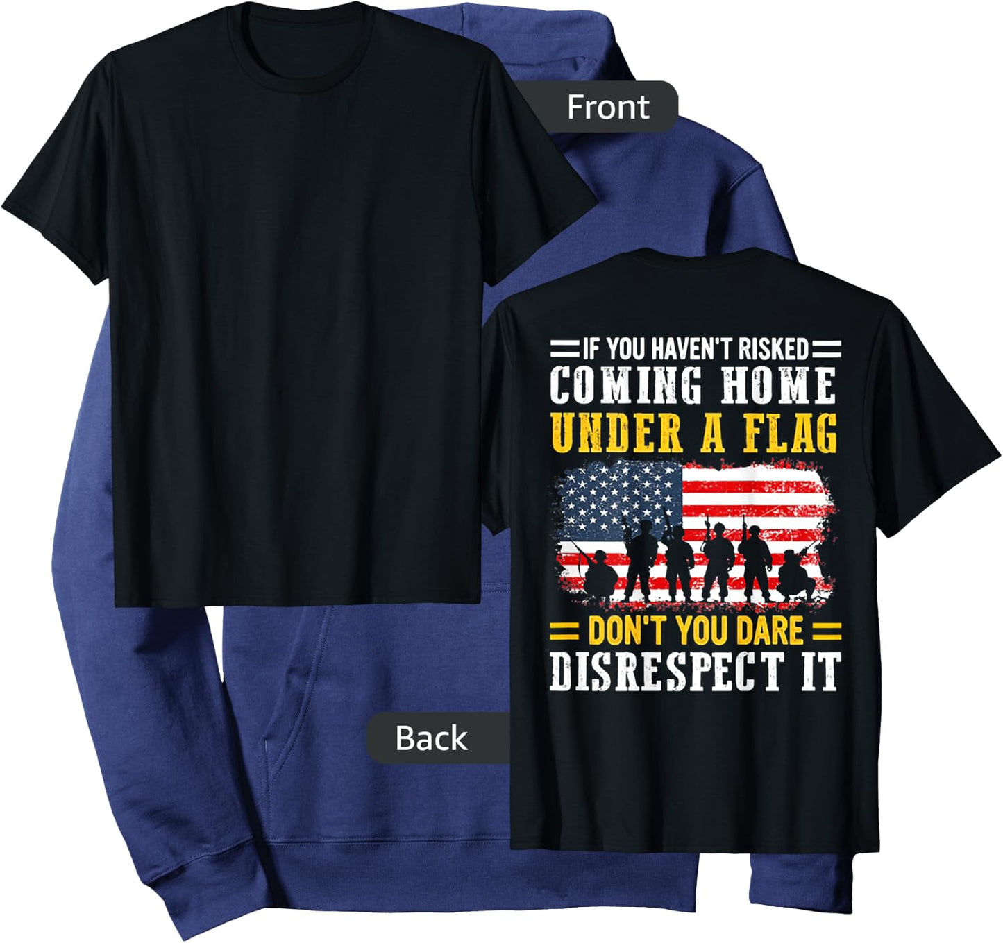 If You Haven't Risked Coming Home Under A Flag (on back) Hoodie - Hoodie | Navy
