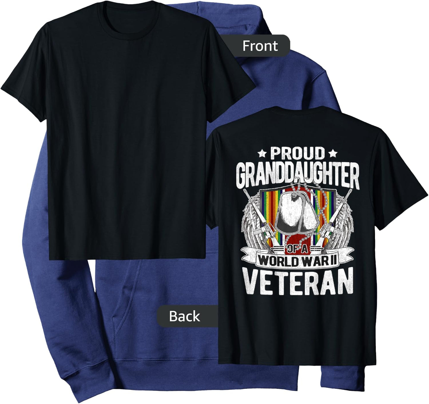 Proud Granddaughter Of World War 2 Veteran WW2 Military Gift Hoodie - Hoodie | Navy