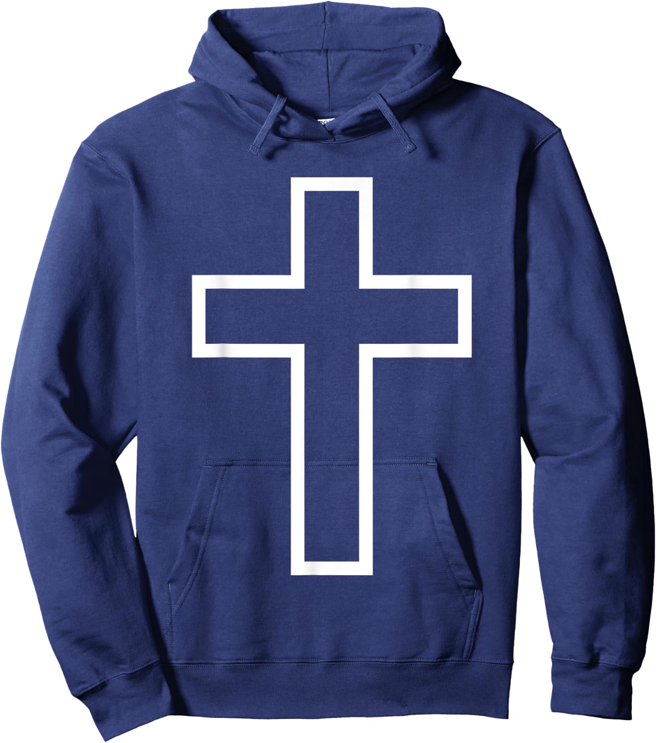 White Cross Outline Hoodie - Hoodie | Navy